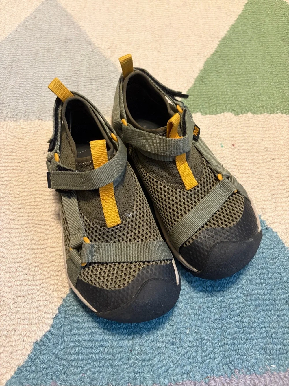 Teva Kids Olive Green and Yellow Mesh Water Shoes